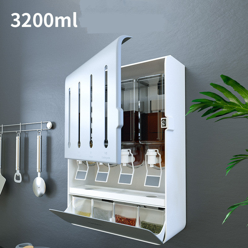 Space-saving seasoning rack installed on a kitchen wall