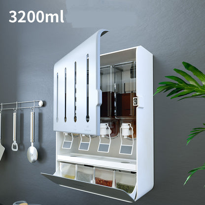 Space-saving seasoning rack installed on a kitchen wall
