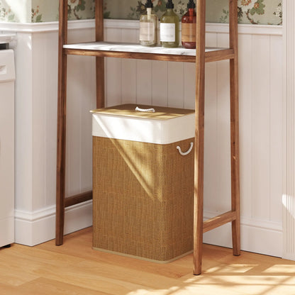 Bamboo laundry storage hamper for bedroom bathroom or utility room