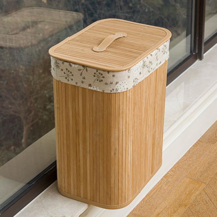 Space-saving bamboo basket for bedroom and laundry organisation