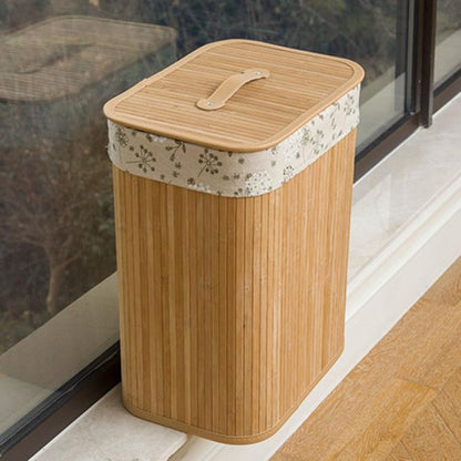 Space-saving bamboo basket for bedroom and laundry organisation