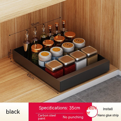 Carbon steel cabinet storage baskets with smooth sliding access