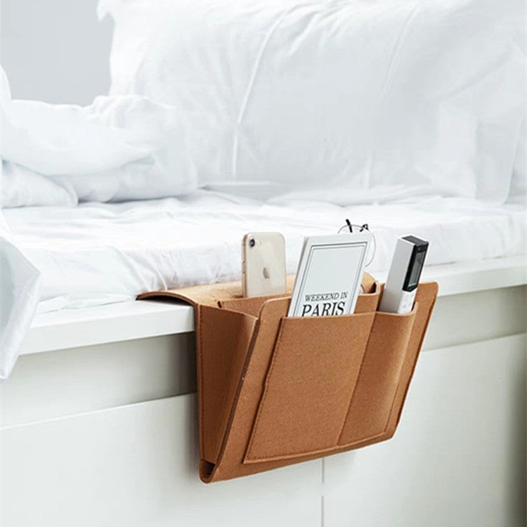 Felt bedside storage caddy with multiple compartments