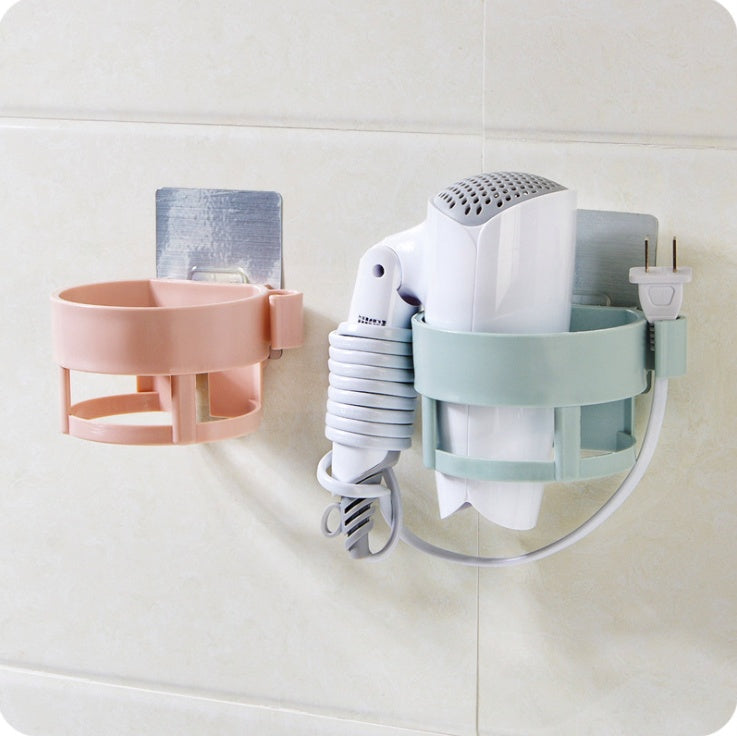 No-drill wall-mounted hair dryer holder for bathroom storage