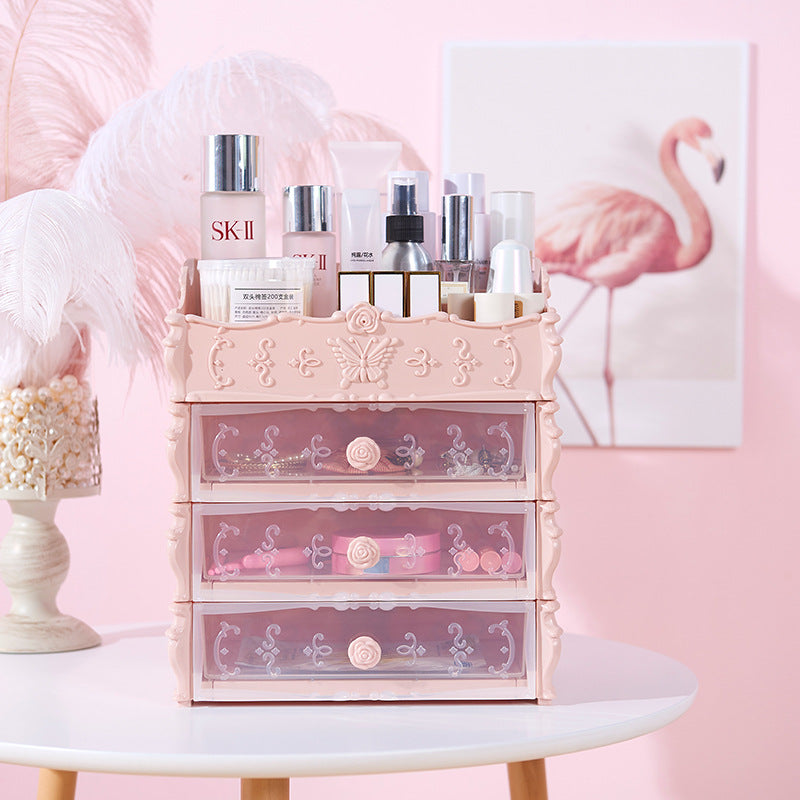 Clear makeup organiser with drawers for vanity storage