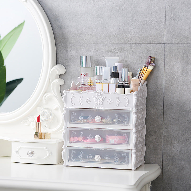 Transparent cosmetic storage unit for makeup and skincare