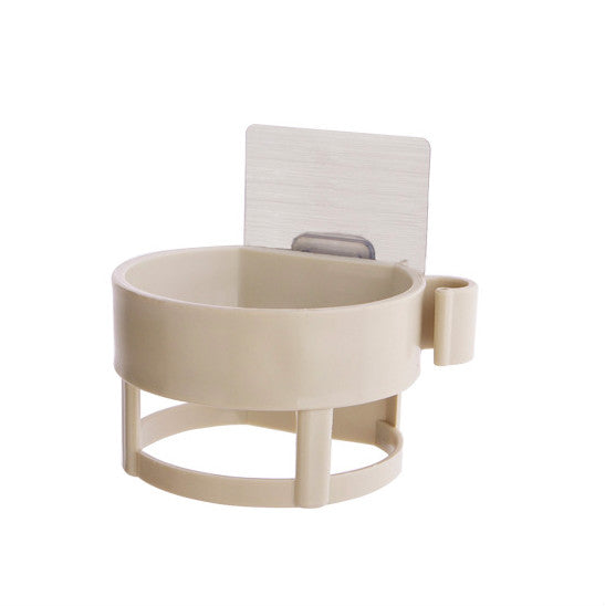 No-drill wall-mounted hair dryer holder for bathroom storage