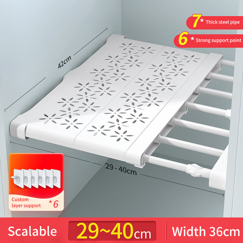 Expandable cupboard shelf organiser for kitchen and pantry storage
