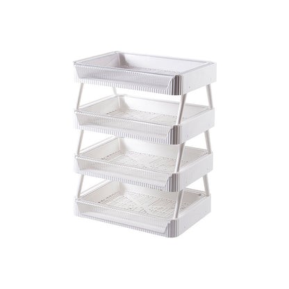 Foldable kitchen storage rack with ventilated draining basket