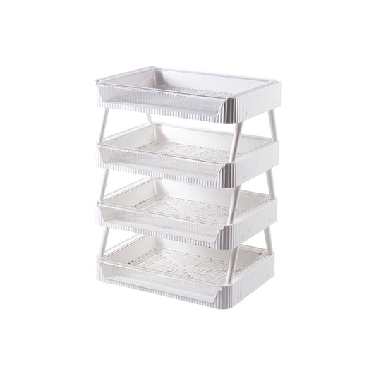 Foldable kitchen storage rack with ventilated draining basket