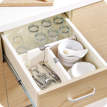 Adjustable kitchen drawer separators for utensils and supplies