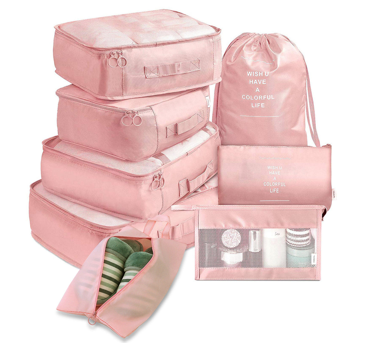 Packing cubes for separating clothes shoes and travel essentials
