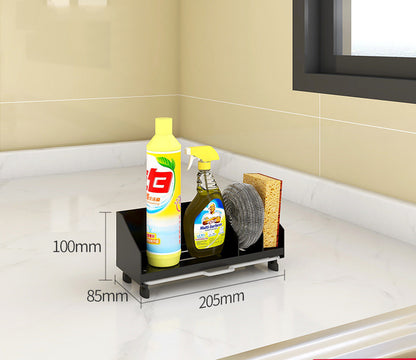 Quick-drain sink organiser for kitchen cleaning accessories