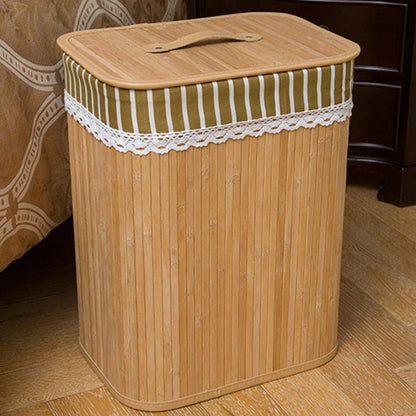 Natural bamboo laundry basket for towels and clothing