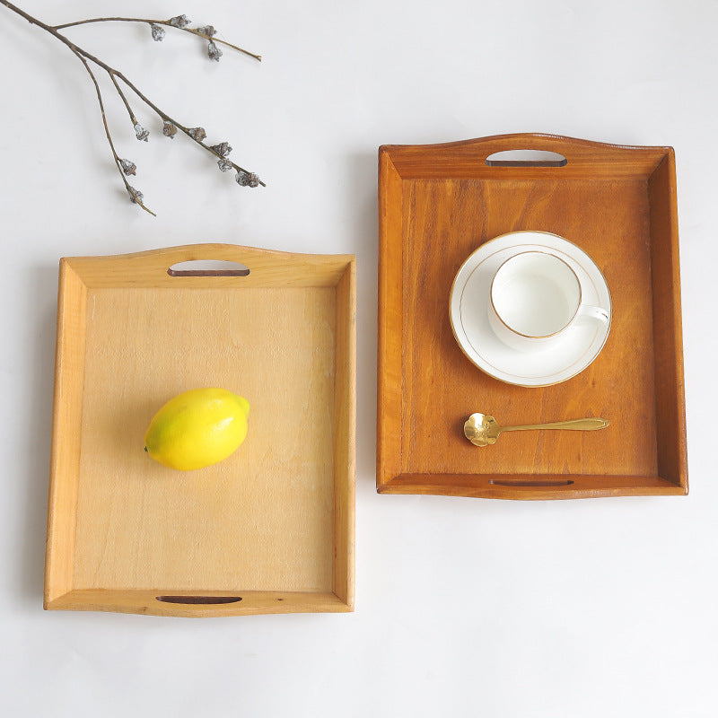 Rectangular wooden tray for bathroom and vanity accessories