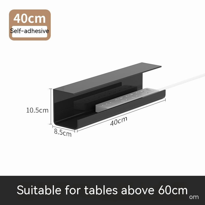 Black plastic cable tray for home office and gaming setups