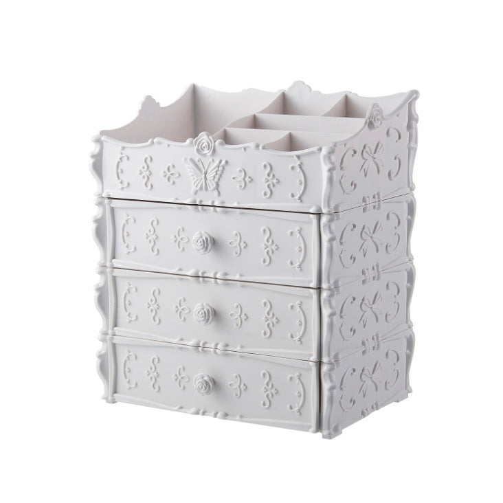 Desktop beauty organiser with compartments and storage drawers