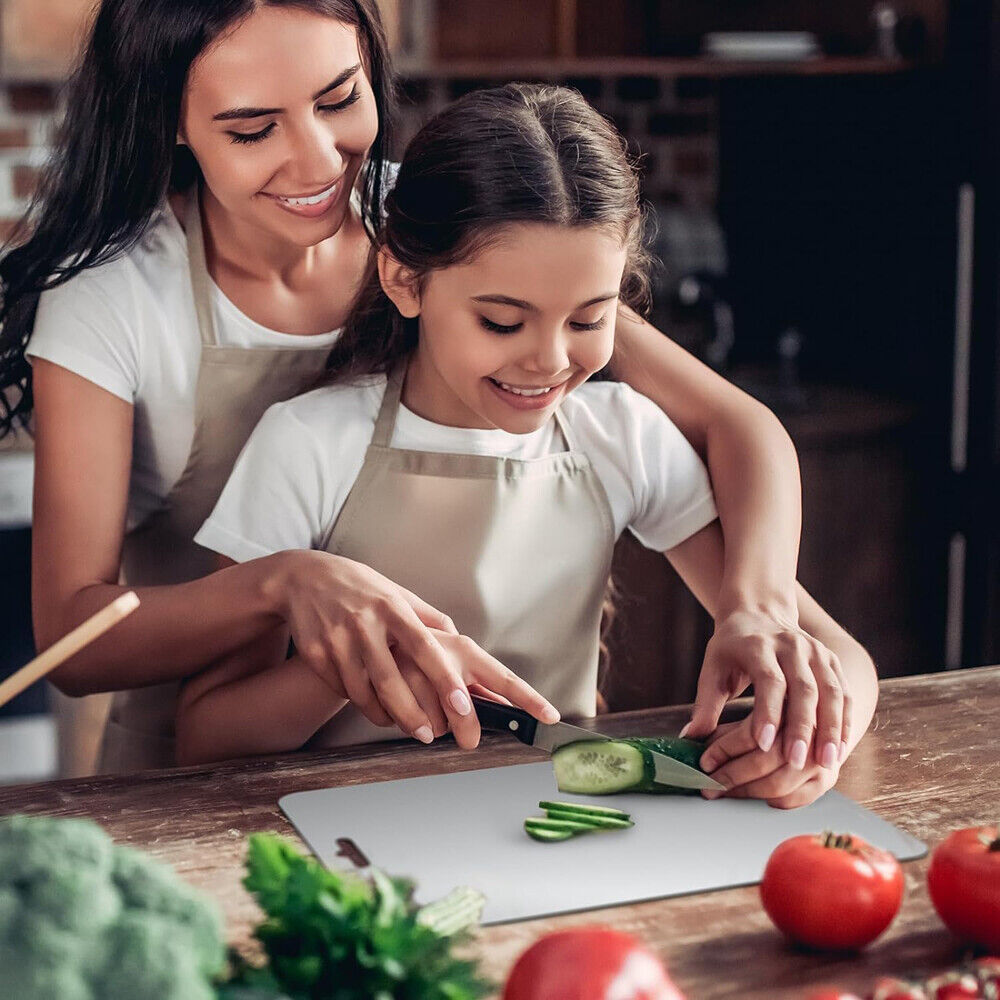 Double-sided metal chopping board for everyday kitchen use