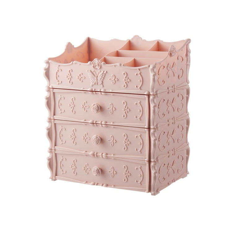 Clear vanity organiser for lipsticks brushes and jewellery