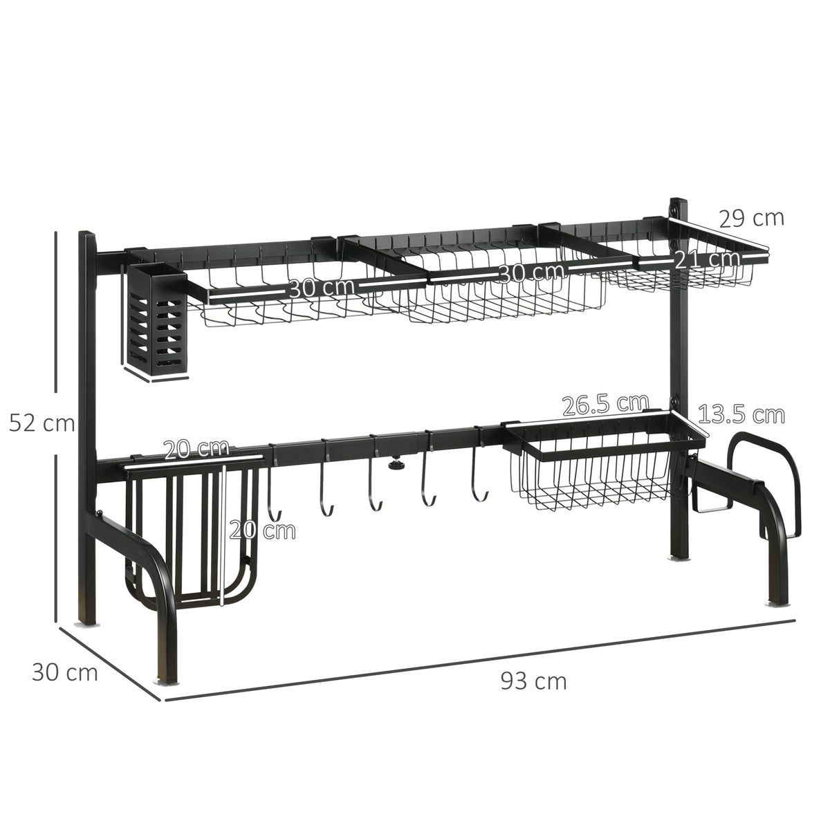 Space-saving dish drying station above a kitchen sink