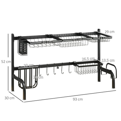 Space-saving dish drying station above a kitchen sink