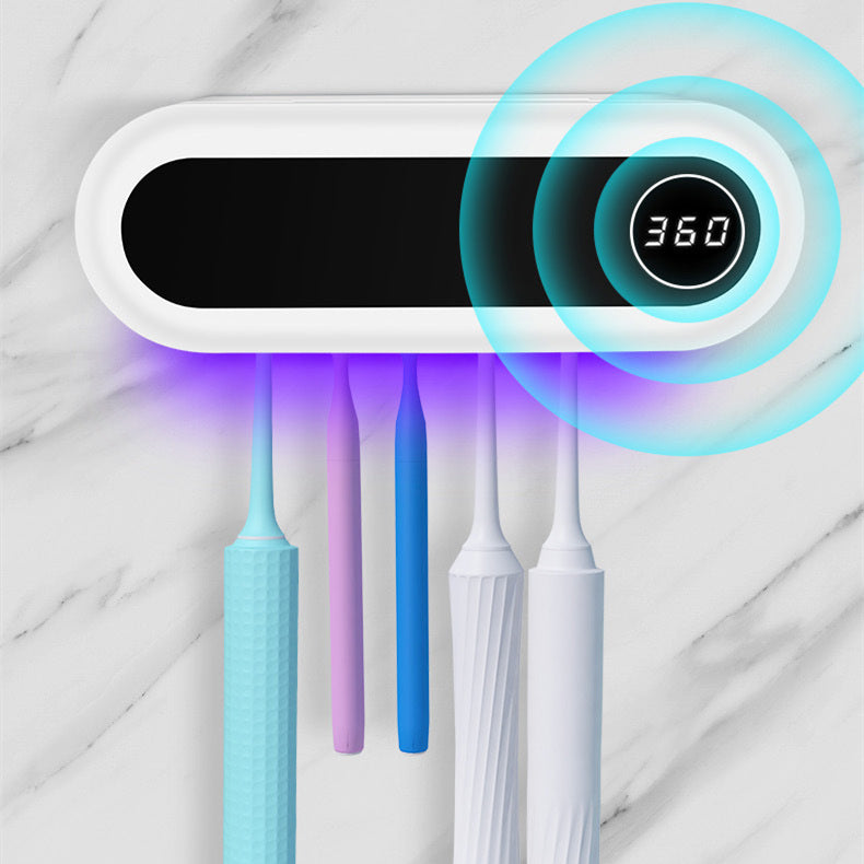 UV toothbrush storage unit for organised bathroom countertops