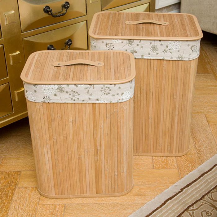 Lidded bamboo basket for blankets toys and household essentials