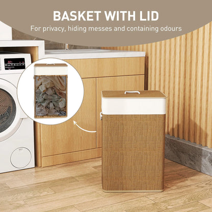 Large bamboo laundry hamper for clothes towels and bedding