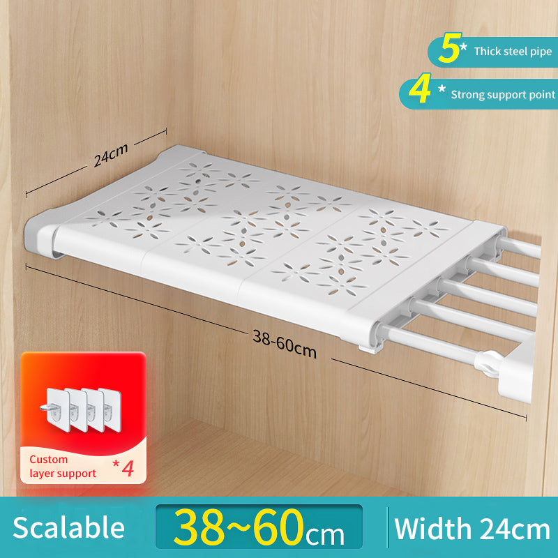Wardrobe shelf divider for organising clothing and accessories