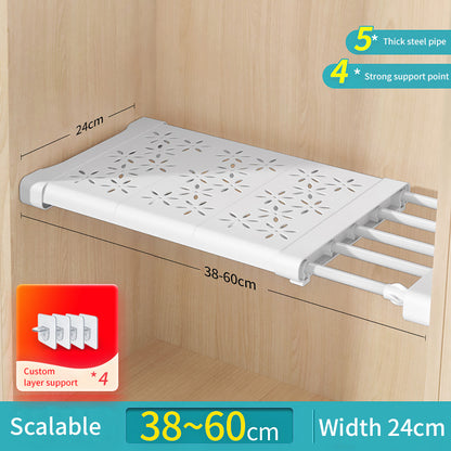 Wardrobe shelf divider for organising clothing and accessories