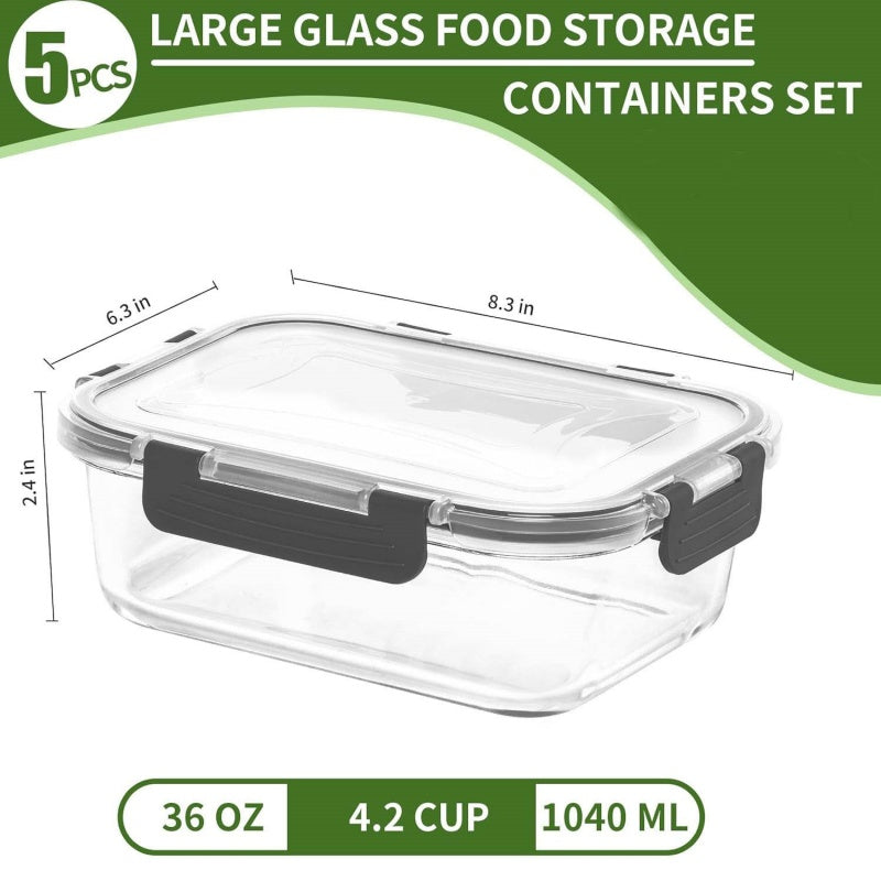 Glass kitchen containers for meal preparation and everyday food storage