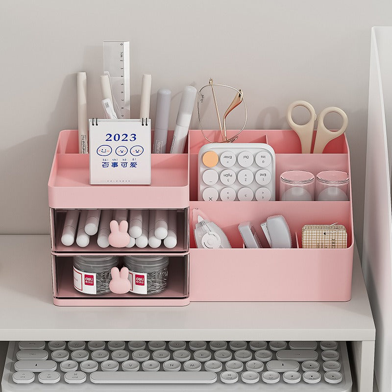 Small desk storage unit for stationery and accessories