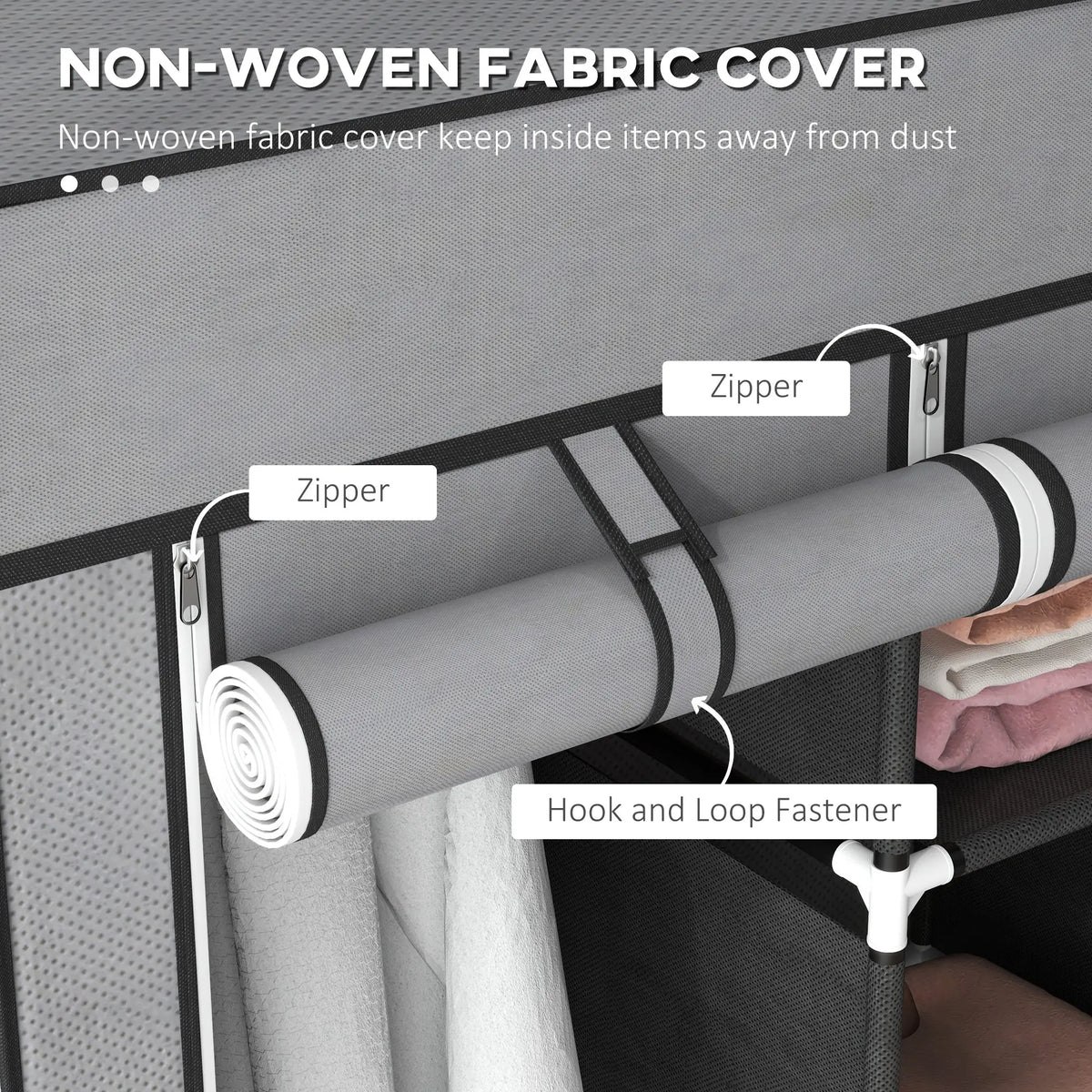 Space-saving fabric wardrobe for clothes shoes and accessories