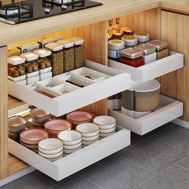 Sliding cabinet rack for kitchen and pantry organisation