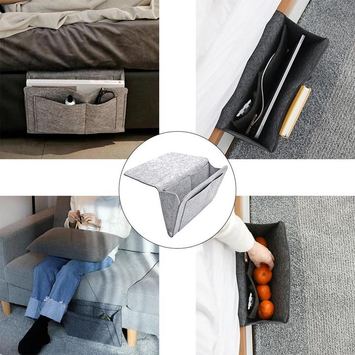 Polyester felt caddy for storing remotes tablets and glasses