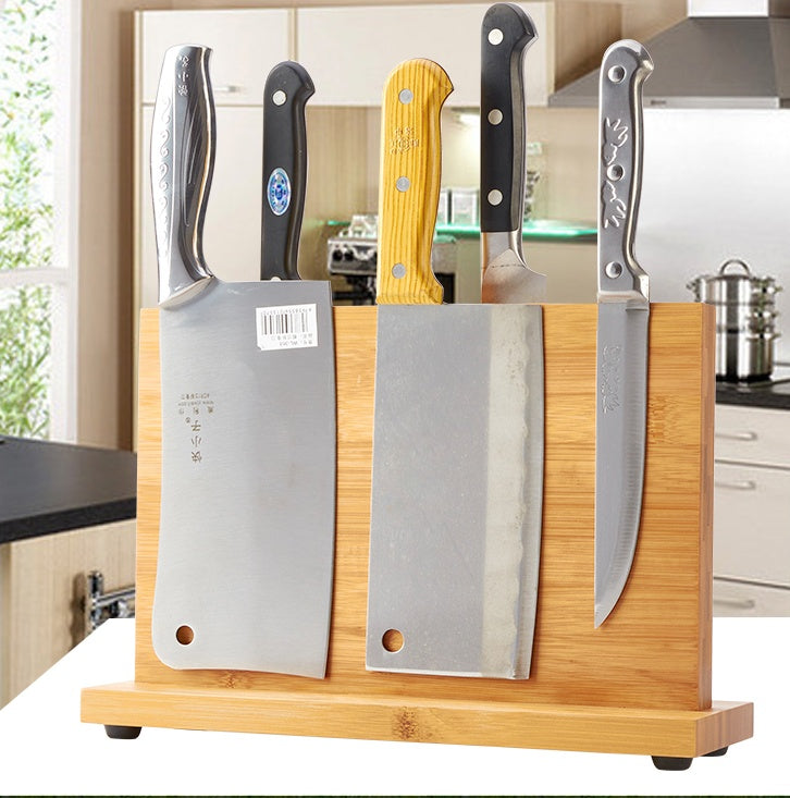 Natural bamboo magnetic knife holder for kitchen knives