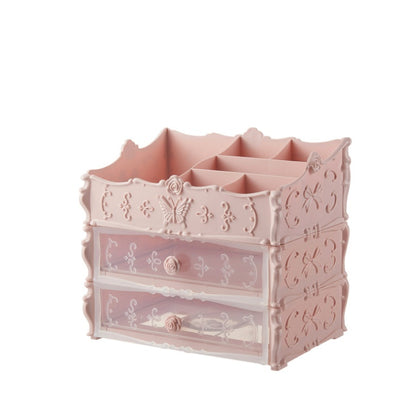 Desktop beauty organiser with compartments and storage drawers