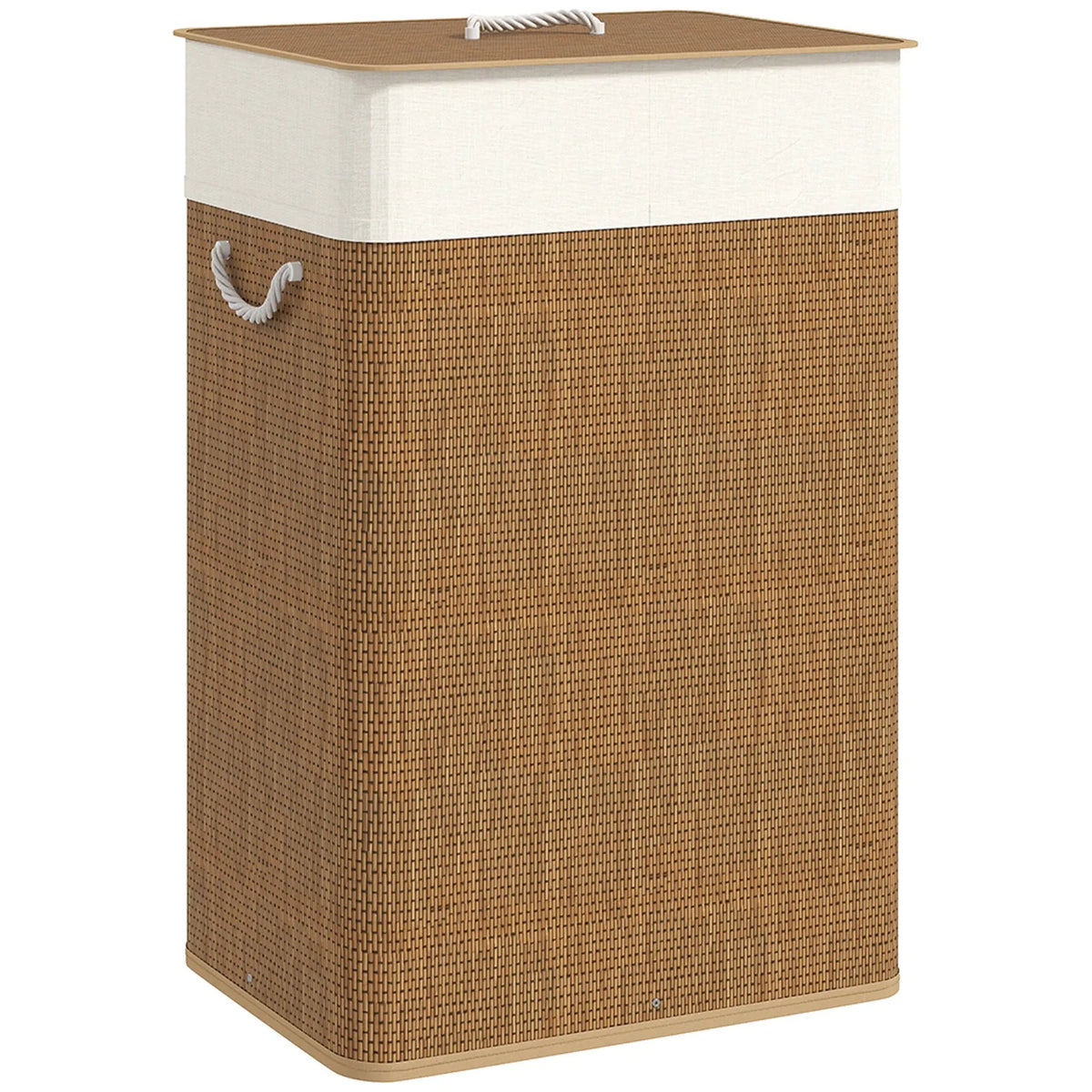 72L bamboo laundry basket with lid and removable washable liner