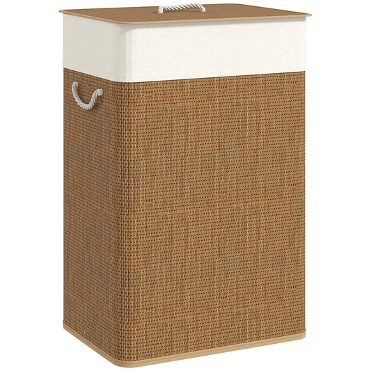 72L bamboo laundry basket with lid and removable washable liner