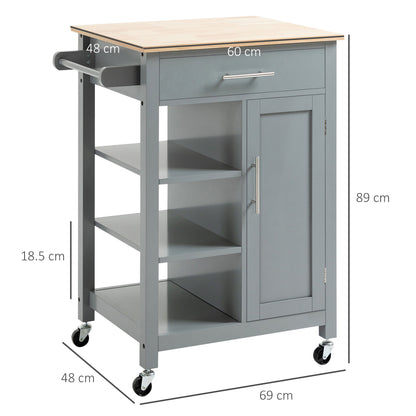MDF and steel kitchen trolley with smooth rolling wheels