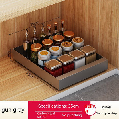 Carbon steel cabinet storage baskets with smooth sliding access