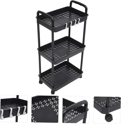 Narrow plastic storage trolley for compact home spaces