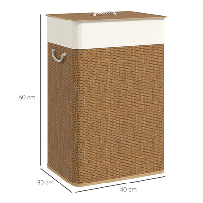 Brown lidded laundry basket with durable rope carrying handles