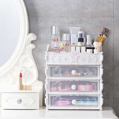 Desktop beauty organiser with compartments and storage drawers