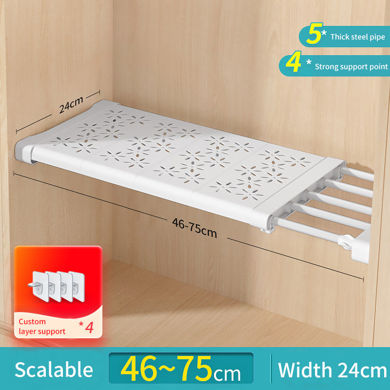 Expandable cupboard shelf organiser for kitchen and pantry storage