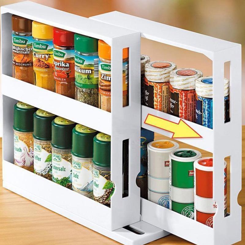 Round rotating kitchen rack for accessible seasoning storage