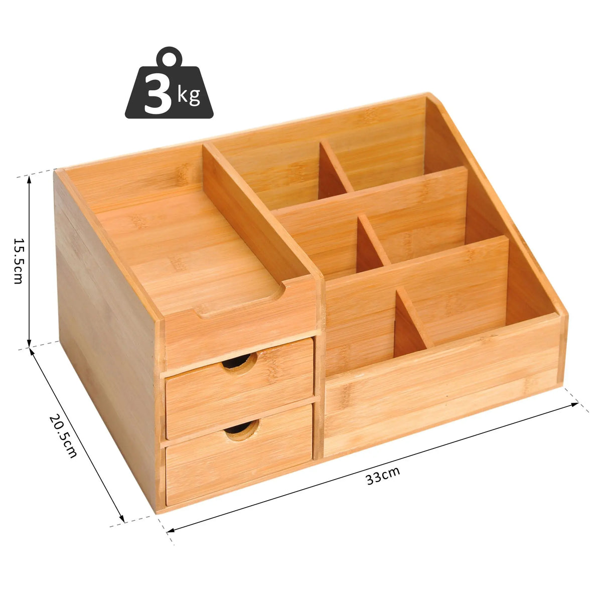 Wooden-style desktop organiser for stationery and office supplies