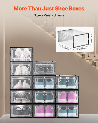 Stackable footwear storage boxes for heels boots and flats