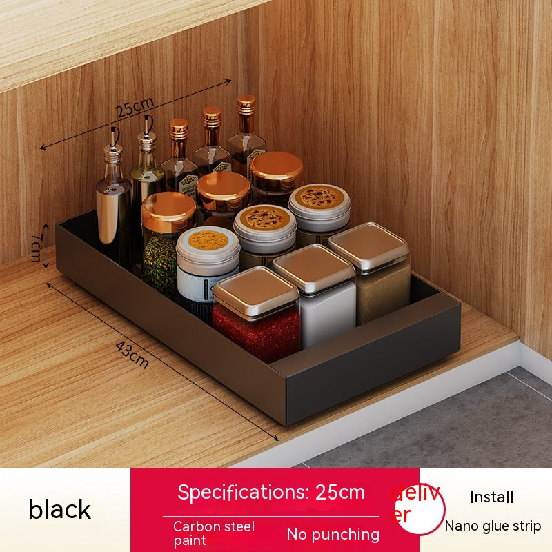 Two-tier pull-out cabinet organiser with sliding storage baskets