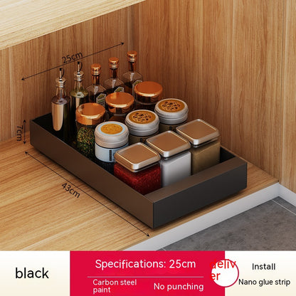 Two-tier pull-out cabinet organiser with sliding storage baskets